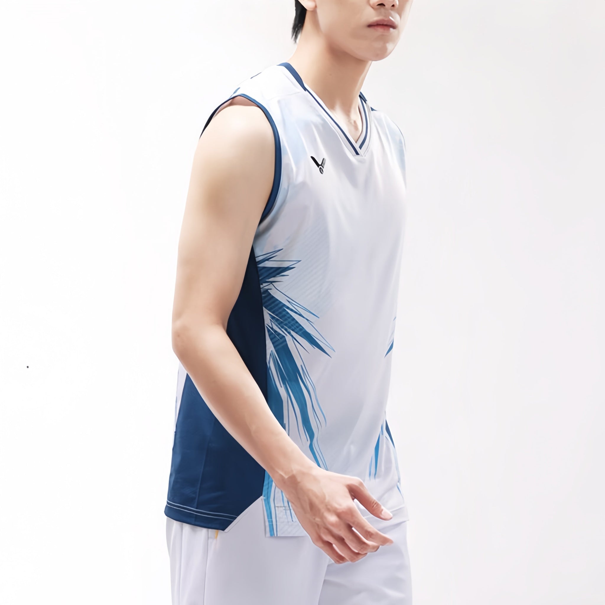 VICTOR Tournament Series (LZJ Exclusive) Unisex Sleeveless Top T - 50008 - AF White/Blue - Gem Sports