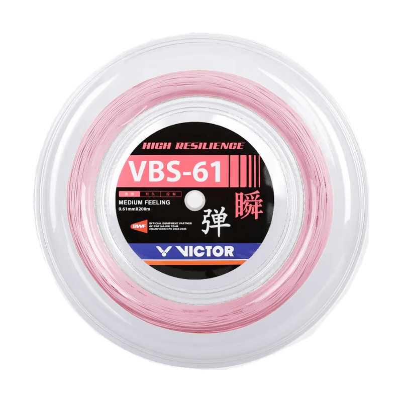 VICTOR VBS-61 High Resilience 0.61mm Badminton String Reel (200m) - Cherry Blossom - Gem Sports