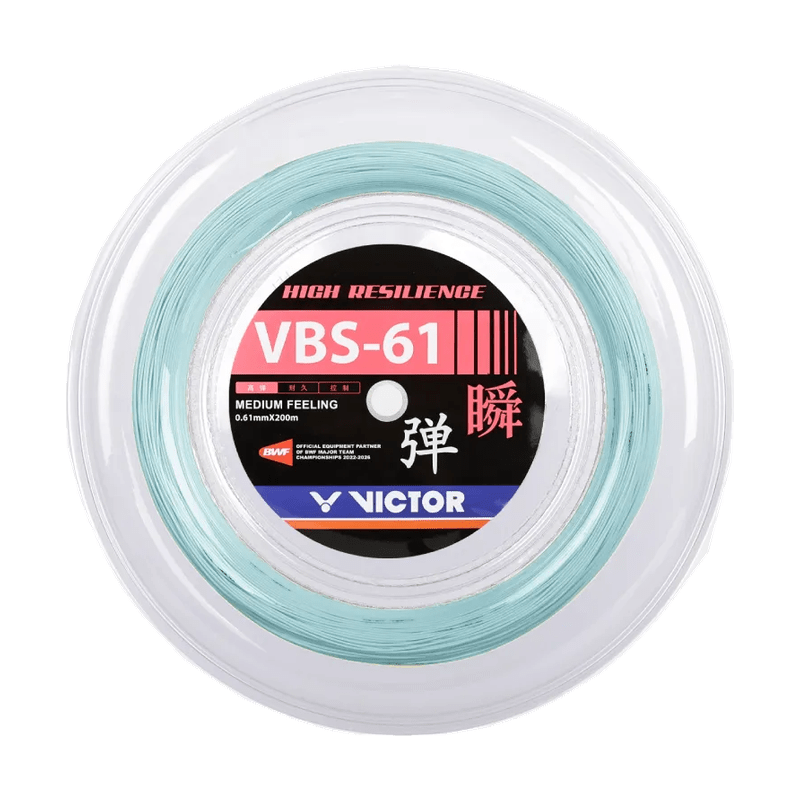 VICTOR VBS-61 High Resilience 0.61mm Badminton String Reel (200m) - Light Blue - Gem Sports