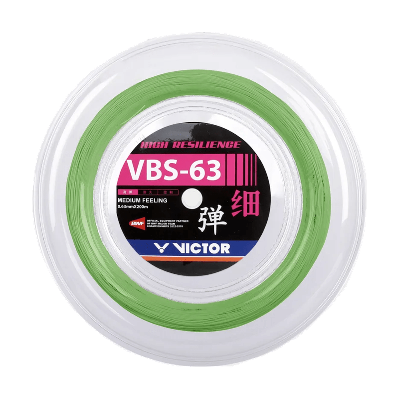 VICTOR VBS-63 High Resilience 0.63mm Badminton String Reel (200m) - Cold Green - Gem Sports