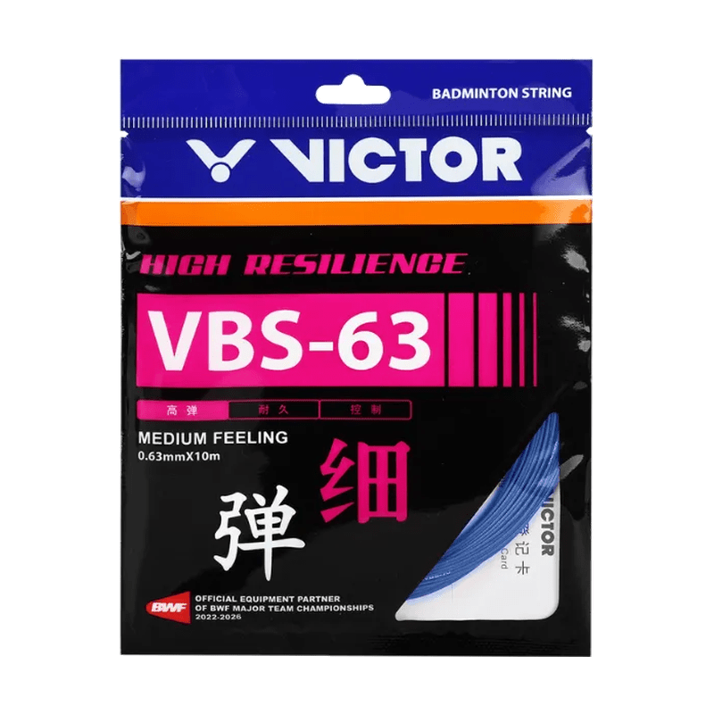 VICTOR VBS-63 High Resilience 0.63mm Badminton String Set (10m) - Blue - Gem Sports