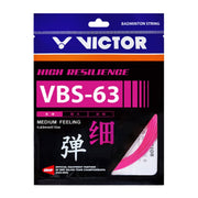 VICTOR VBS-63 High Resilience 0.63mm Badminton String Set (10m) - Pink - Gem Sports