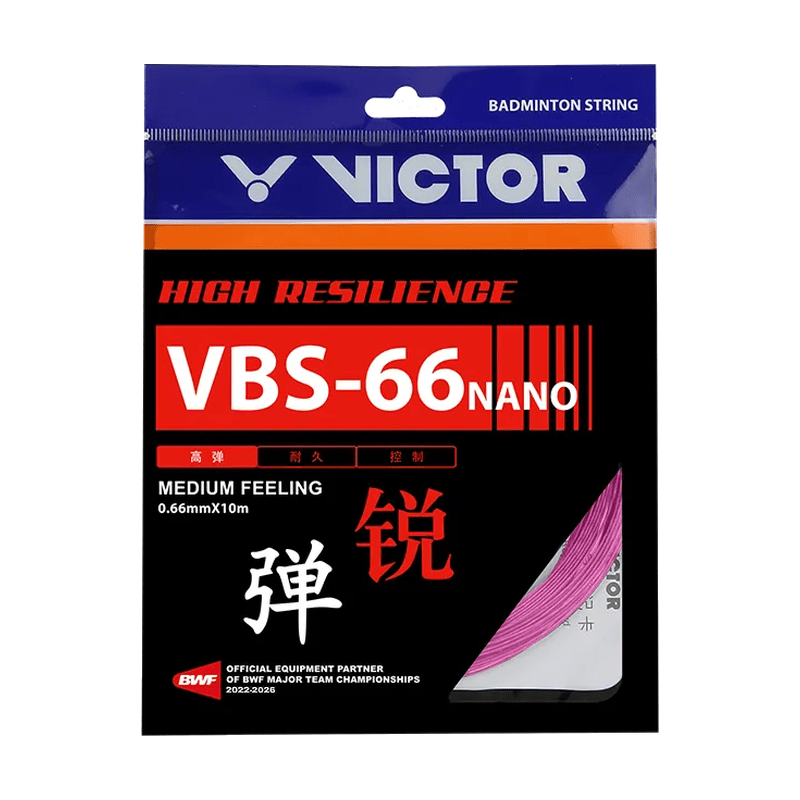 VICTOR VBS-66N Nano High Resilience 0.66mm Badminton String Set (10m) - Pink - Gem Sports