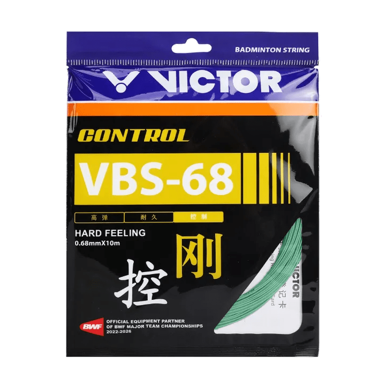 VICTOR VBS-68 Control Hard Feeling 0.68mm Badminton String Set (10m) - Patina Green - Gem Sports