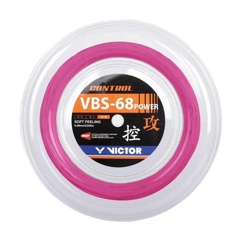 VICTOR VBS-68 POWER Control 0.68mm Badminton String Reel (200m) - Pink - Gem Sports