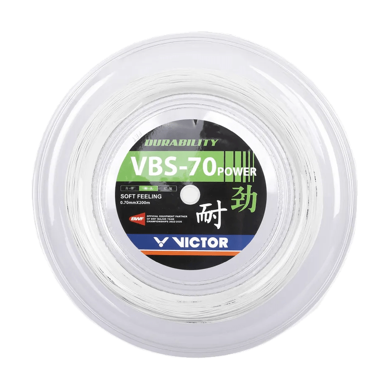 VICTOR VBS-70 POWER Durability 0.70mm Badminton String Reel (200m) - White - Gem Sports