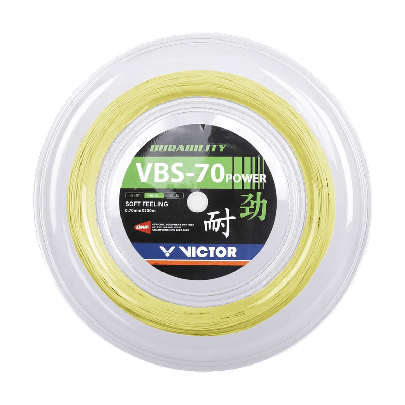 VICTOR VBS-70 POWER Durability 0.70mm Badminton String Reel (200m) - Yellow - Gem Sports