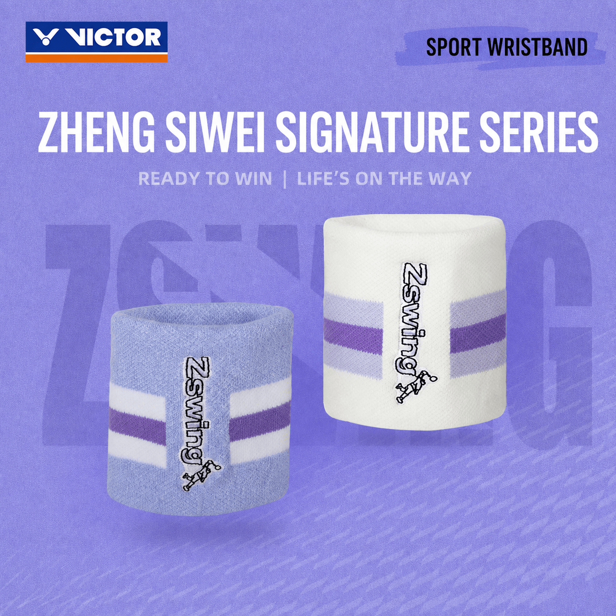 VICTOR | Zswing Collection 2.0 Wristband SP606ZSW A White/T Pastel Lilac - Gem Sports