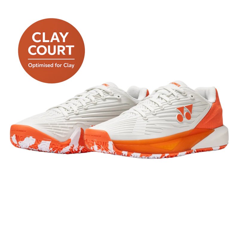 YONEX 2026 Power Cushion Eclipsion 5 (Clay Court) MEN'S Tennis Shoes - Silver/Orange - Gem Sports