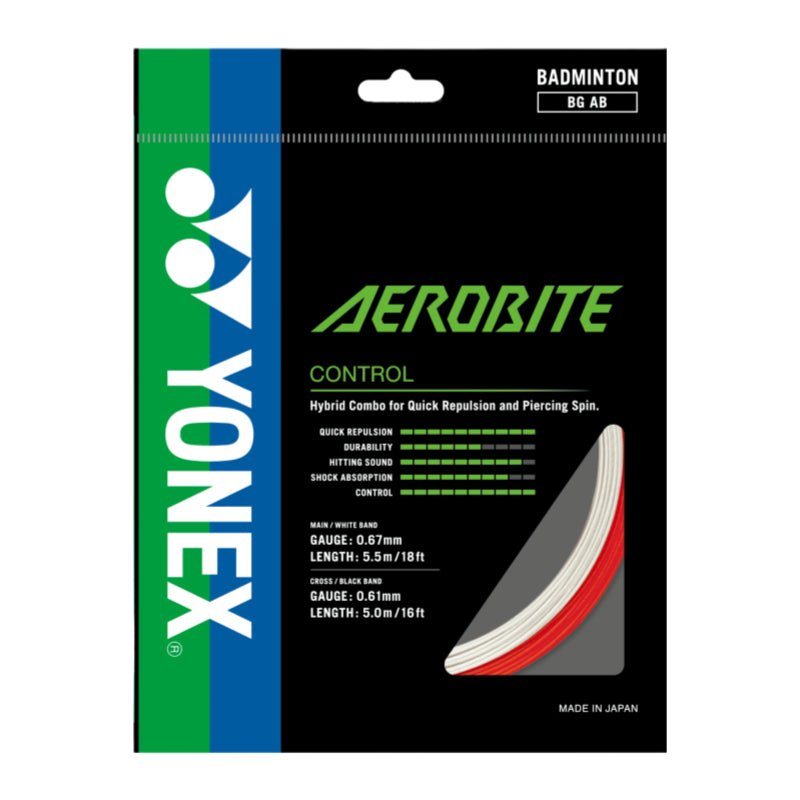 YONEX AEROBITE Badminton String Hybrid Set (1 Pack) - Red/White - Gem Sports