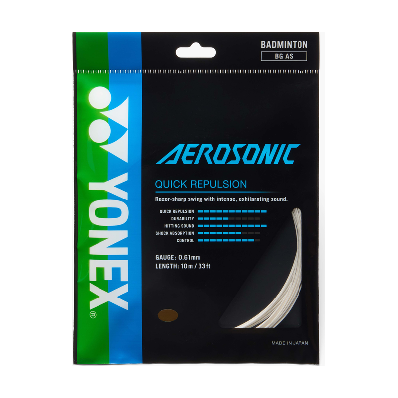 YONEX AEROSONIC White 10m badminton string set — pack