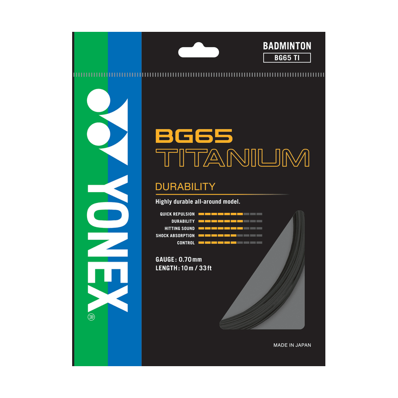 YONEX BG65 TITANIUM Badminton String Set (10m) - Black - Gem Sports