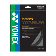 YONEX BG65 TITANIUM Black 10m badminton string set — pack