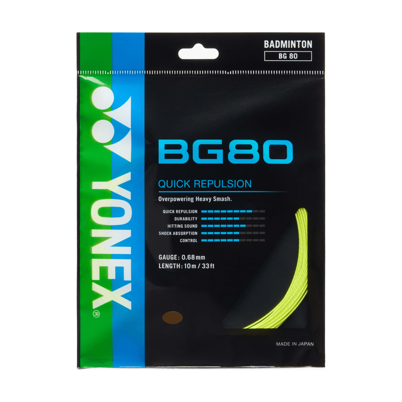 YONEX BG80 Badminton String Set (10m) - Yellow - Gem Sports