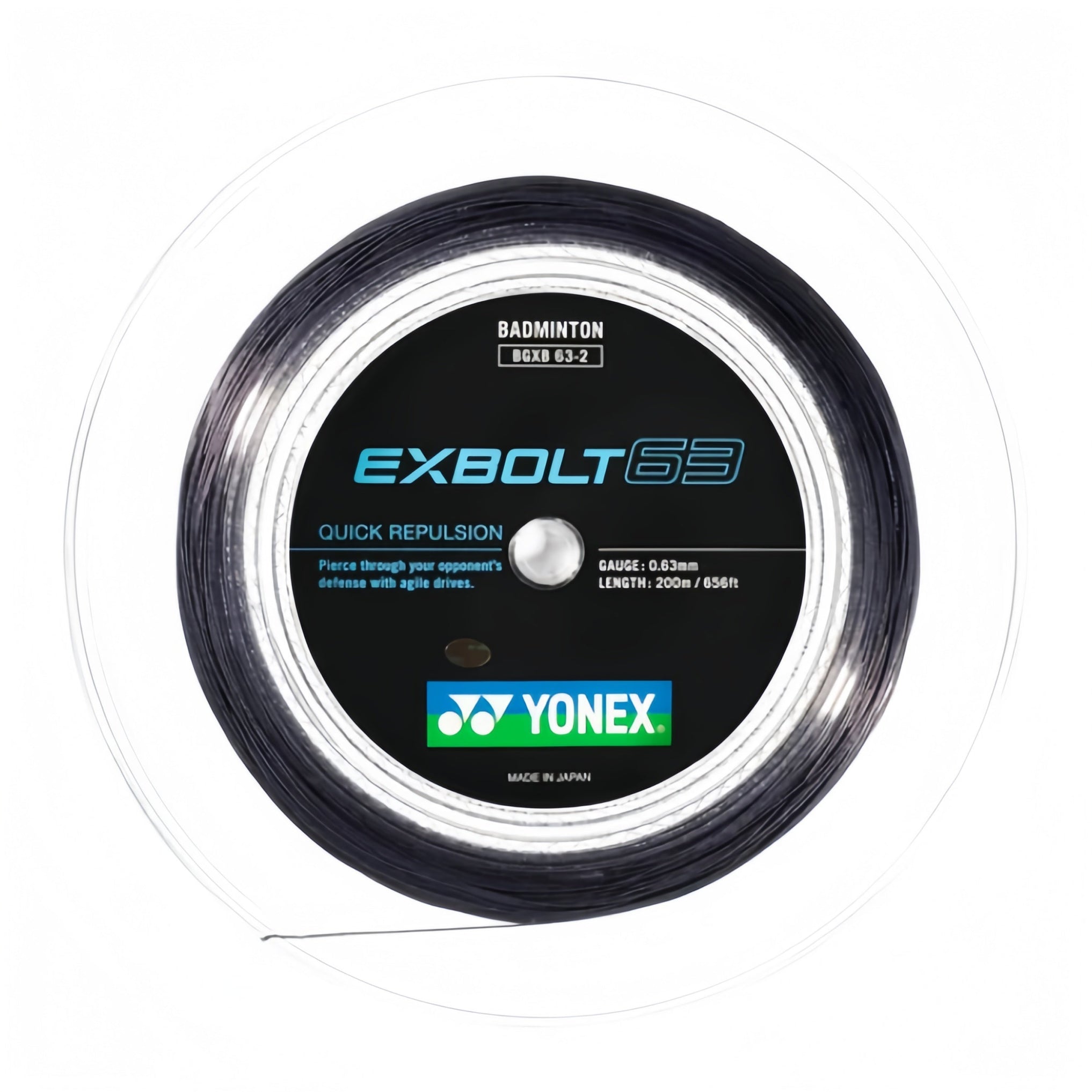 YONEX EXBOLT 63 Badminton String Coil (200m) - Black - Gem Sports