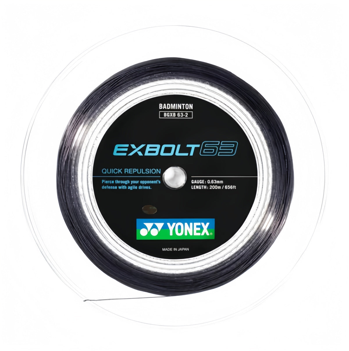 YONEX EXBOLT 63 Badminton String Coil (200m) - Black - Gem Sports