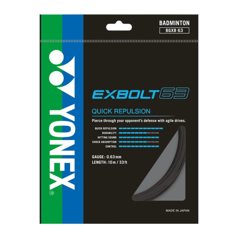 YONEX EXBOLT 63 Badminton String Set (10m) - Black - Gem Sports
