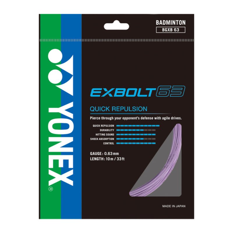 YONEX EXBOLT 63 Badminton String Set (10m) - Lavender - Gem Sports