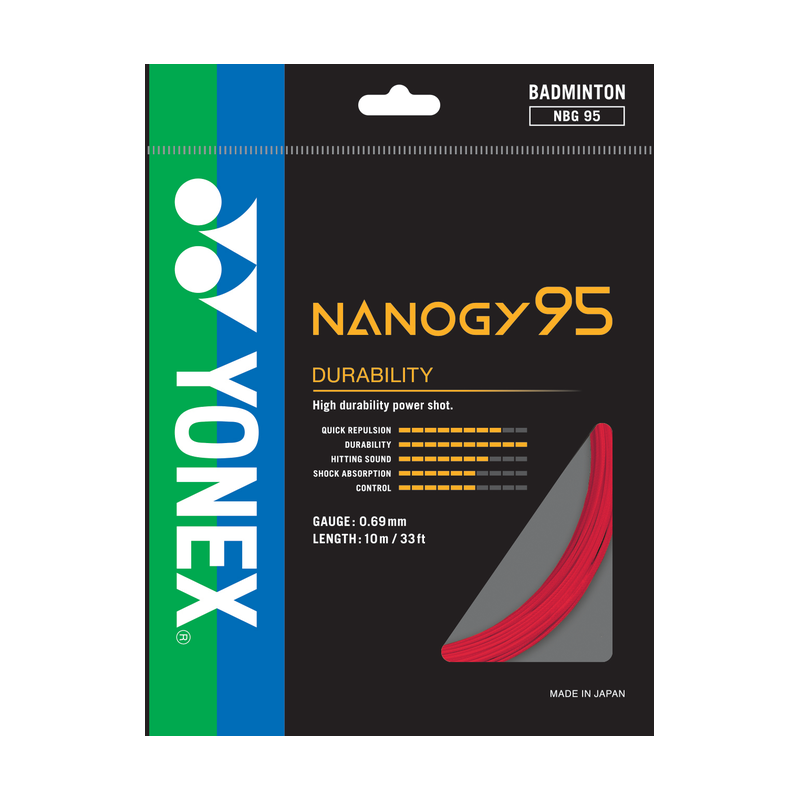 YONEX NANOGY 95 Red 10m badminton string set — pack