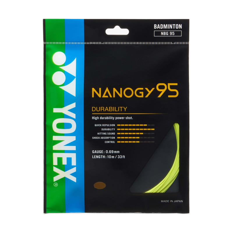 YONEX NANOGY 95 Yellow 10m badminton string set — pack