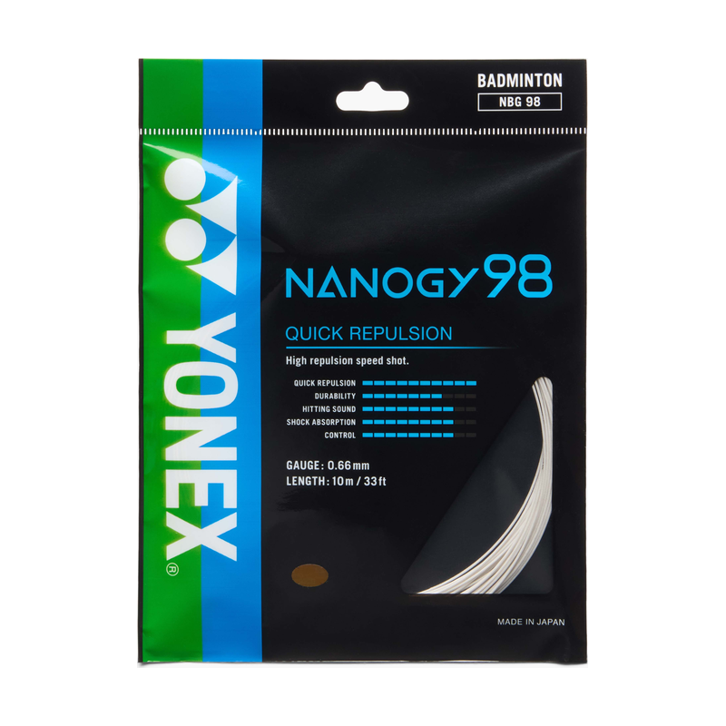 YONEX NANOGY 98 Silver Gray 10m badminton string set — pack