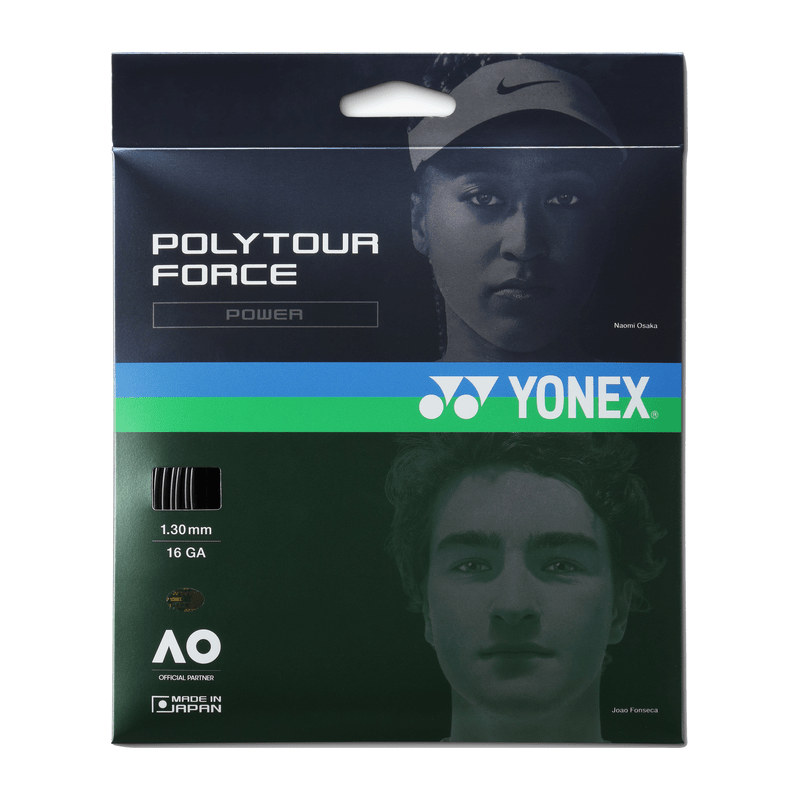 YONEX Poly Tour Force 16 (1.30mm) Tennis String 12m Set - Black - Gem Sports