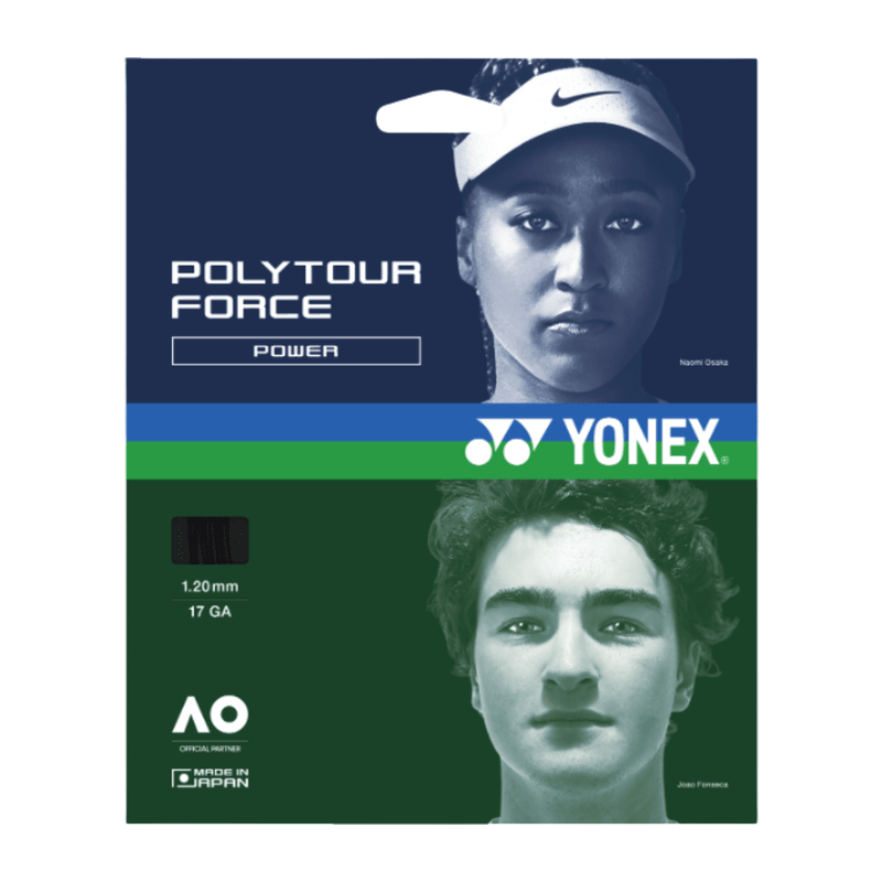 YONEX Poly Tour Force 16L (1.25mm) Tennis String 12m Set - Black - Gem Sports