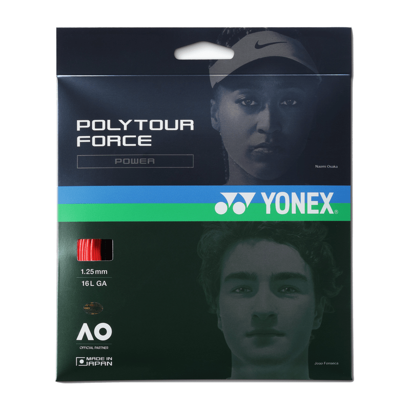 YONEX Poly Tour Force 16L (1.25mm) Tennis String 12m Set - Bright Red - Gem Sports