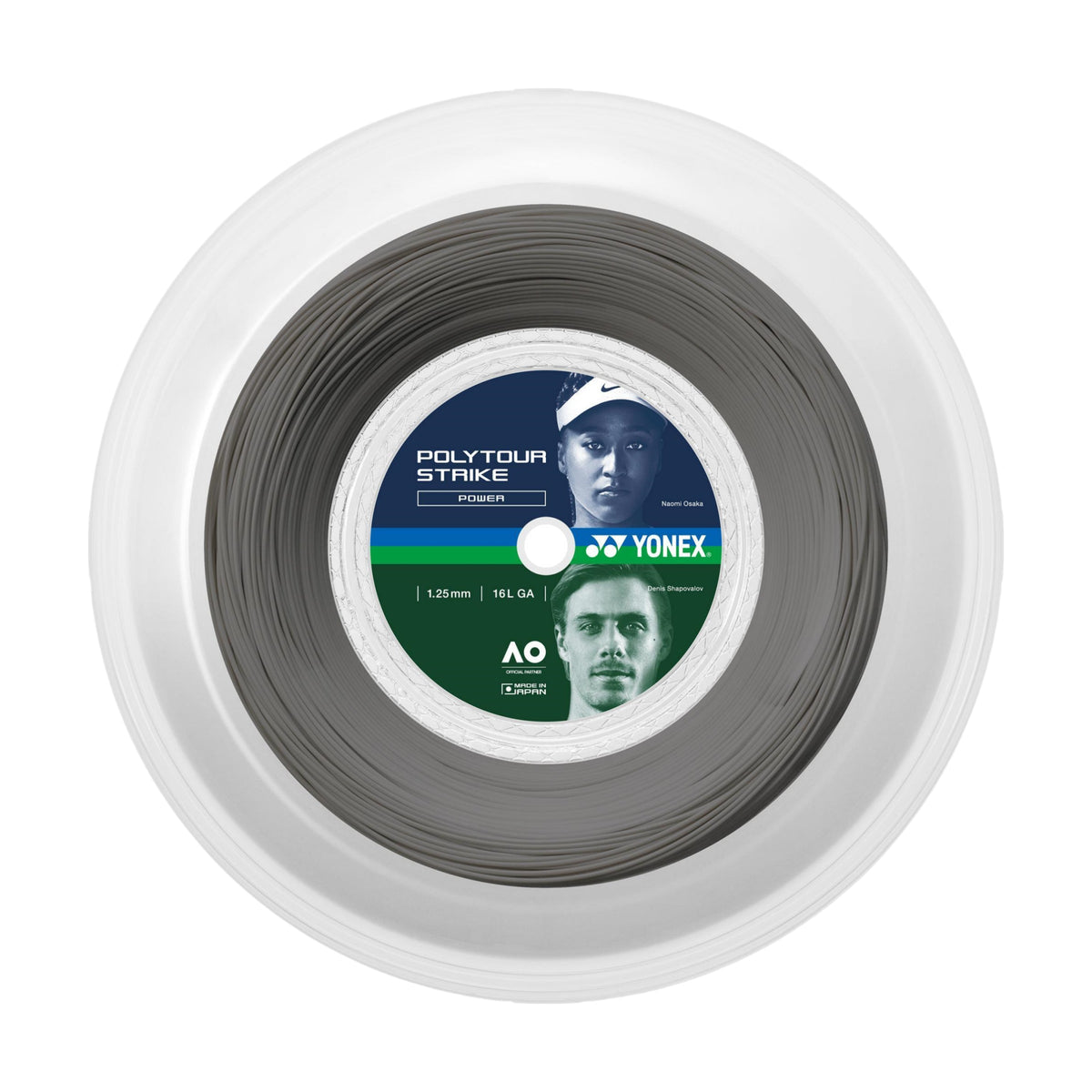 YONEX Poly Tour Strike 16L (1.25mm) Tennis String 200m Reel - Iron Grey - Gem Sports