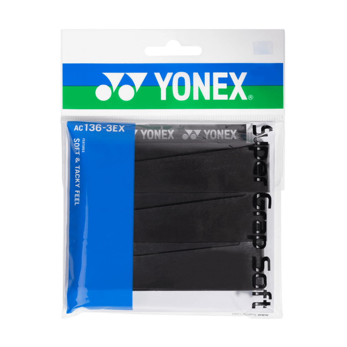 YONEX Soft Super Grip (3 Wraps) AC136 - 3EX - Black - Gem Sports
