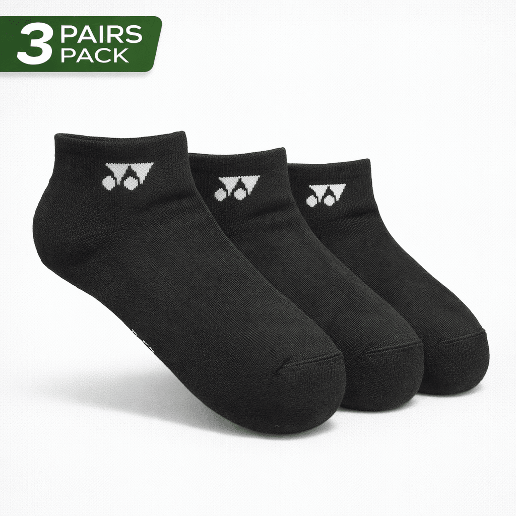 YONEX 19255EX Uni Low-Cut Socks 3 Pack Black | Gem Sports