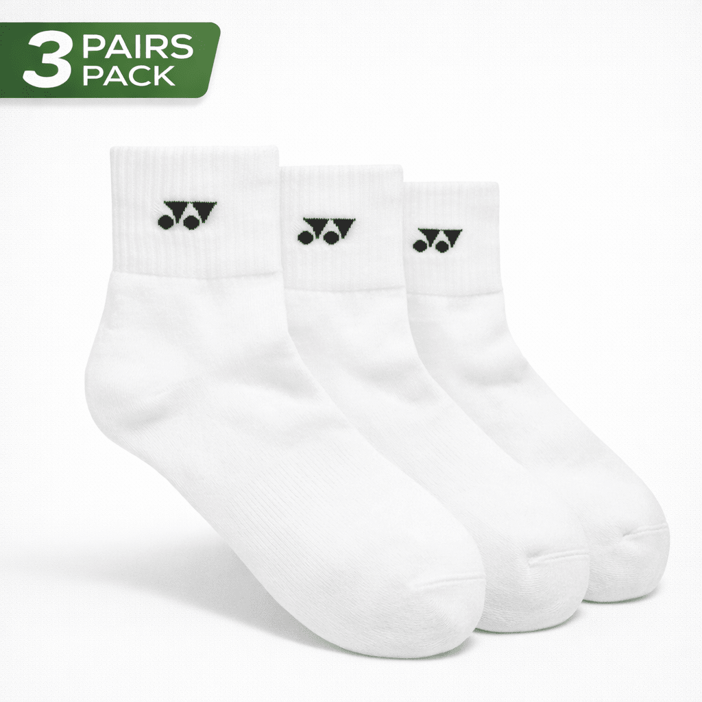 YONEX Uni Sport Quarter Socks (3 Pairs) 19254EX - White - Gem Sports